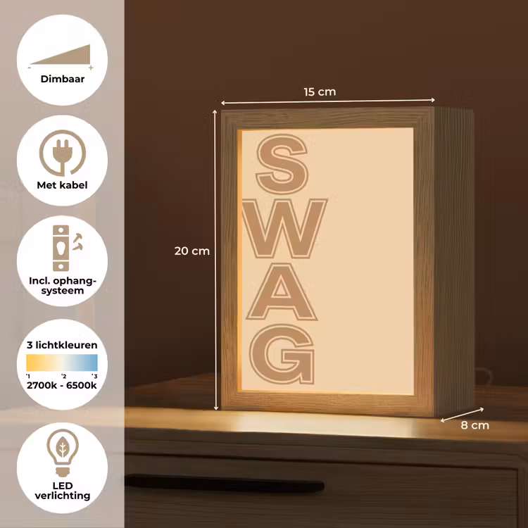 Swag - Bruin - Beige Light Box met kabel (Tafellamp) klein -USP_NL