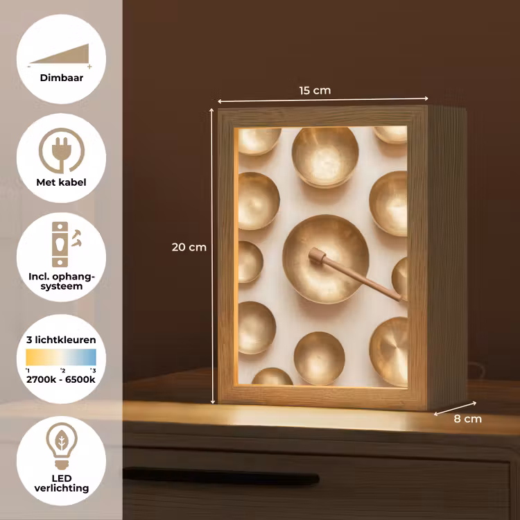 Symmetrisch - Goud - Brons - Balans Light Box met kabel (Tafellamp) klein -USP_NL