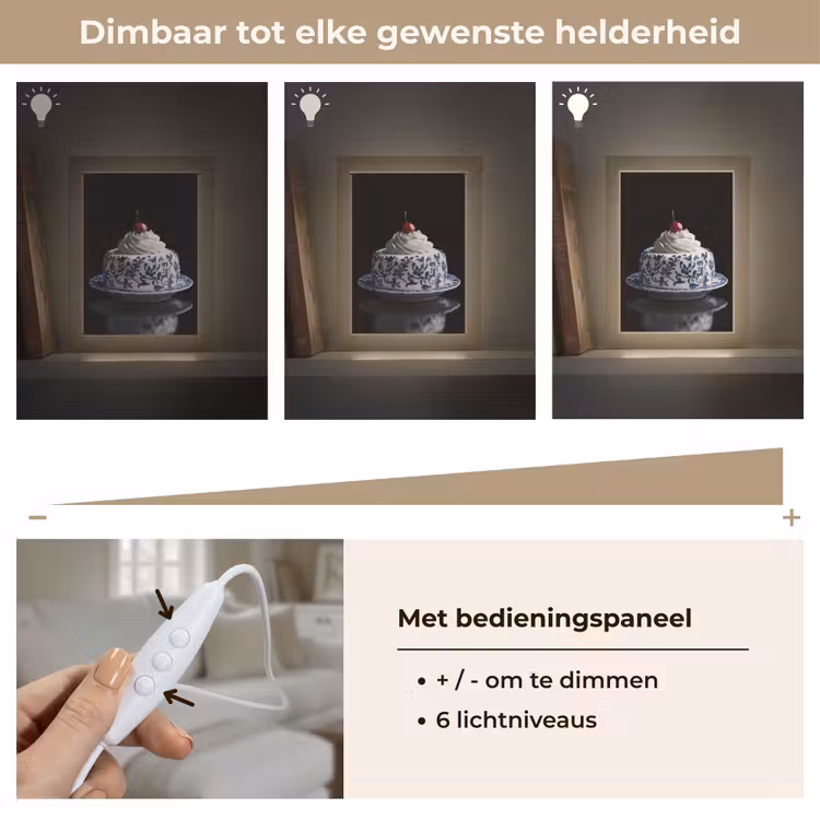 Taart - Slagroom - Kers - Bord - Delfts blauw Light Box met kabel (Tafellamp) klein -USP_dimbaarNL