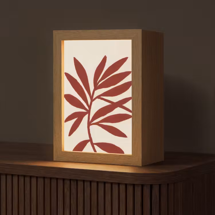 Tak - Bladeren - Rood Light Box met kabel (Tafellamp) klein -z3d_website