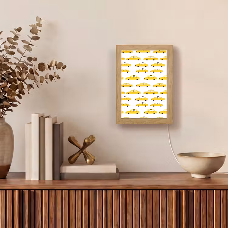 Taxi - Iconisch - Geel Light Box met kabel (Tafellamp) klein 925 -sfeer2