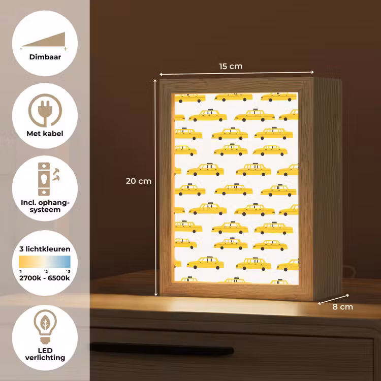 Taxi - Iconisch - Geel Light Box met kabel (Tafellamp) klein 925 -USP_NL