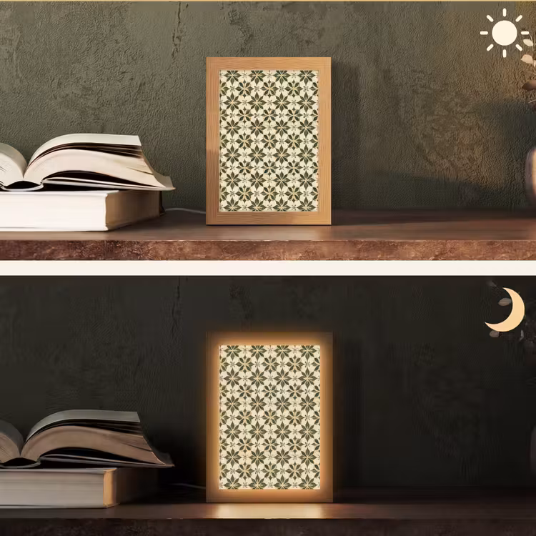 Tegel - Dessin - Groen Light Box met kabel (Tafellamp) klein 925 -sfeer3