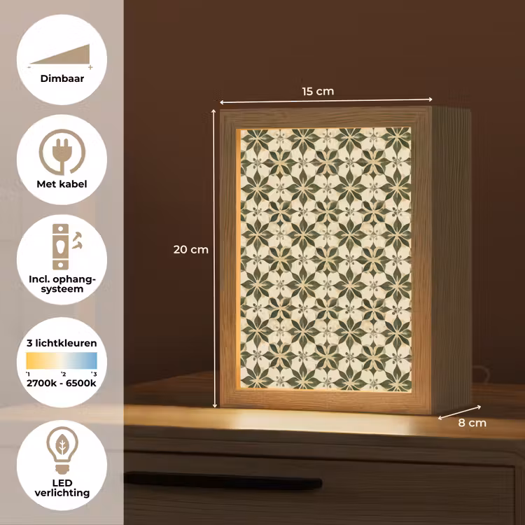 Tegel - Dessin - Groen Light Box met kabel (Tafellamp) klein 925 -USP_NL