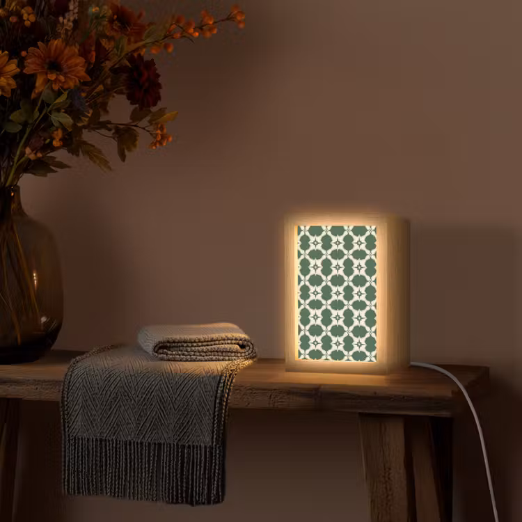 Tegel - Klassiek - Groen Light Box met kabel (Tafellamp) klein 925 -sfeer4