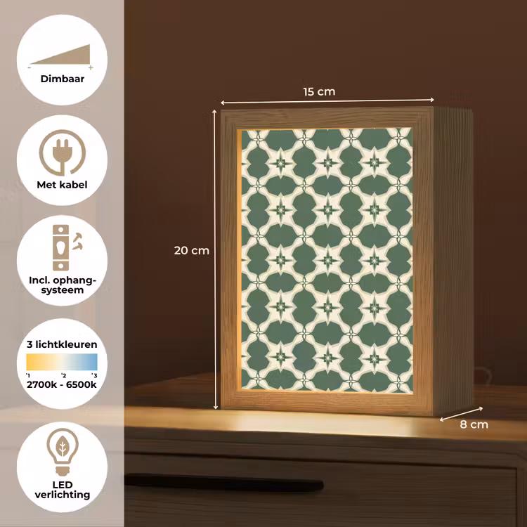 Tegel - Klassiek - Groen Light Box met kabel (Tafellamp) klein 925 -USP_NL