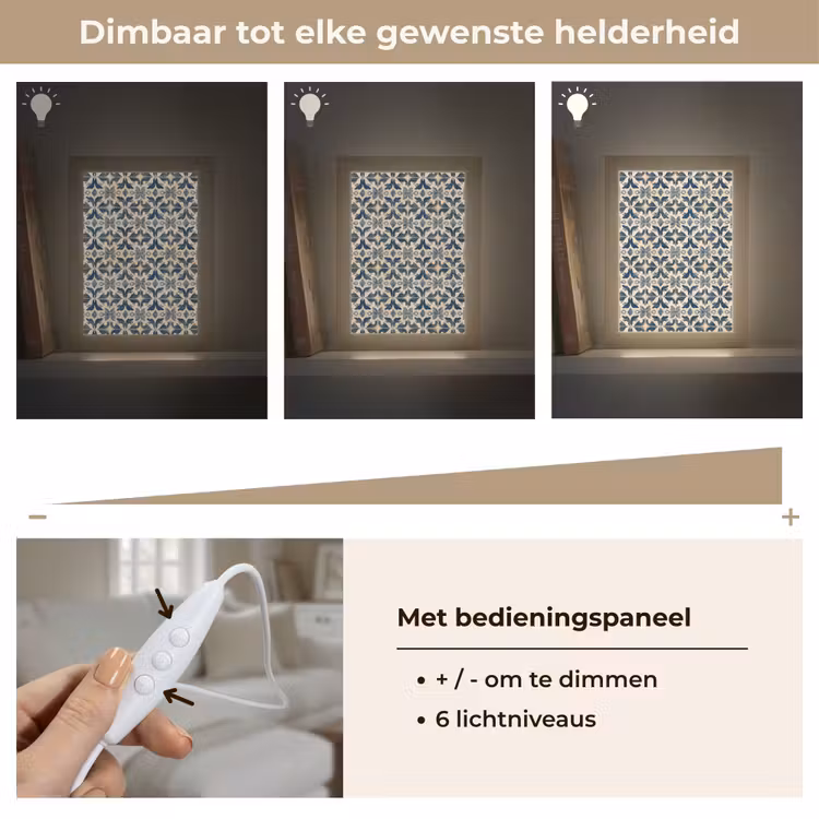 Tegel - Patroon - Blauw - Beige Light Box met kabel (Tafellamp) klein 925 -USP_dimbaarNL
