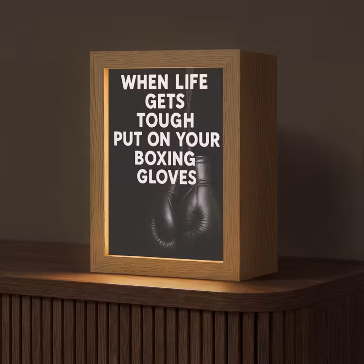 Tekst - Bokshandschoenen - Wit Light Box met kabel (Tafellamp) klein -z3d_website