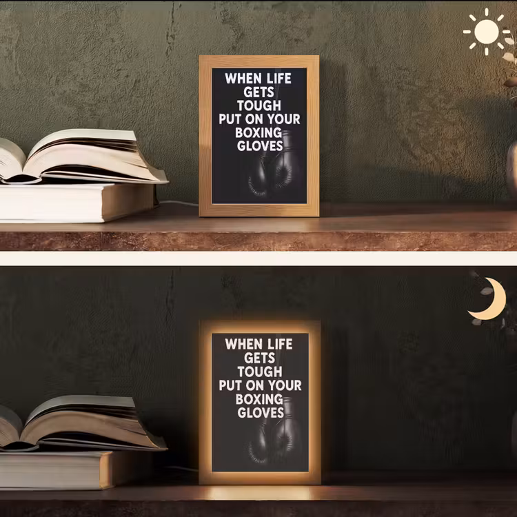 Tekst - Bokshandschoenen - Wit Light Box met kabel (Tafellamp) klein -sfeer3