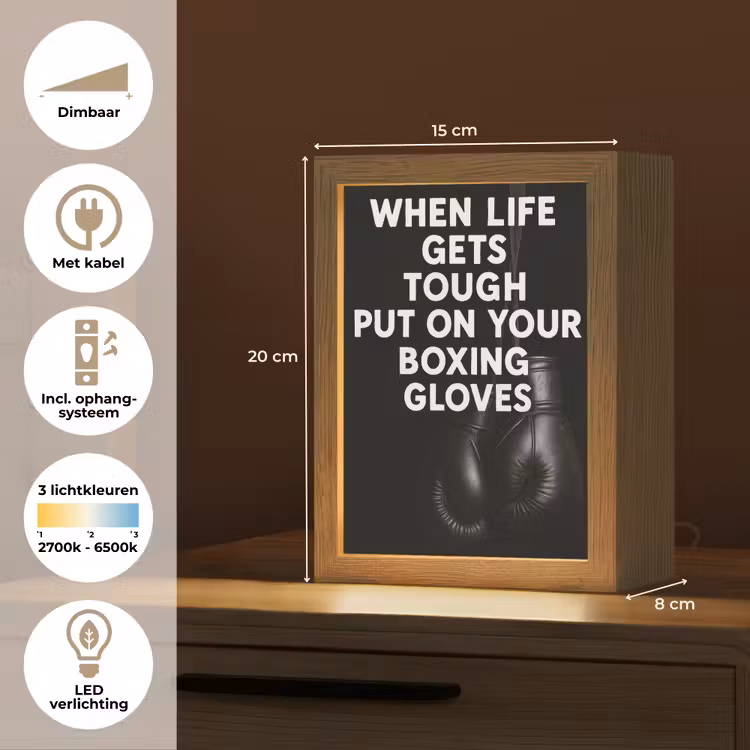 Tekst - Bokshandschoenen - Wit Light Box met kabel (Tafellamp) klein -USP_NL