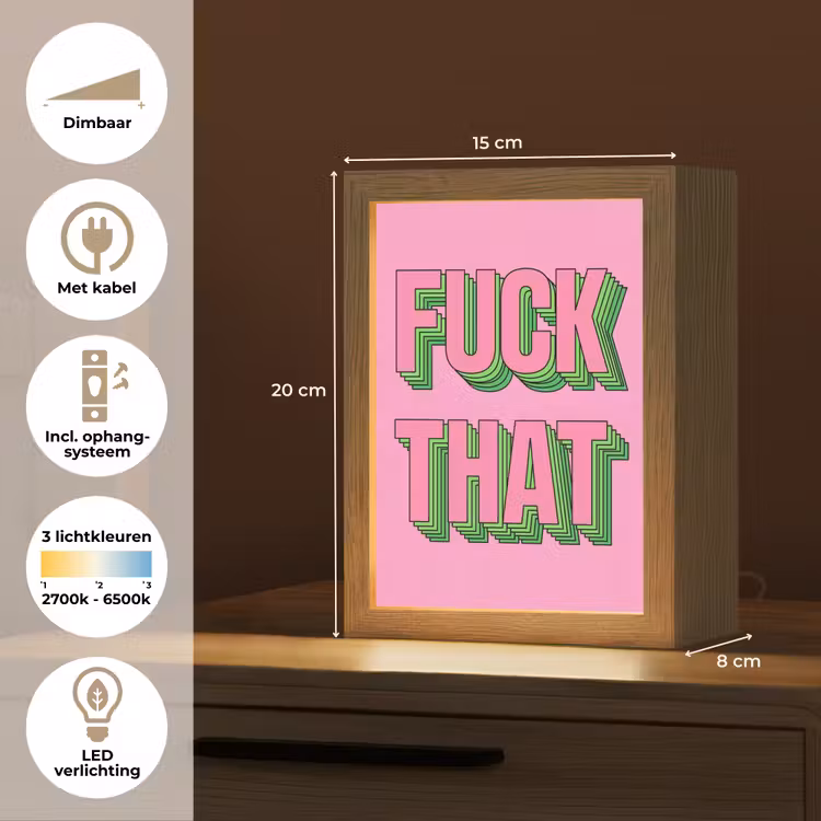 Tekst - Bold - Roze Light Box met kabel (Tafellamp) klein -USP_NL