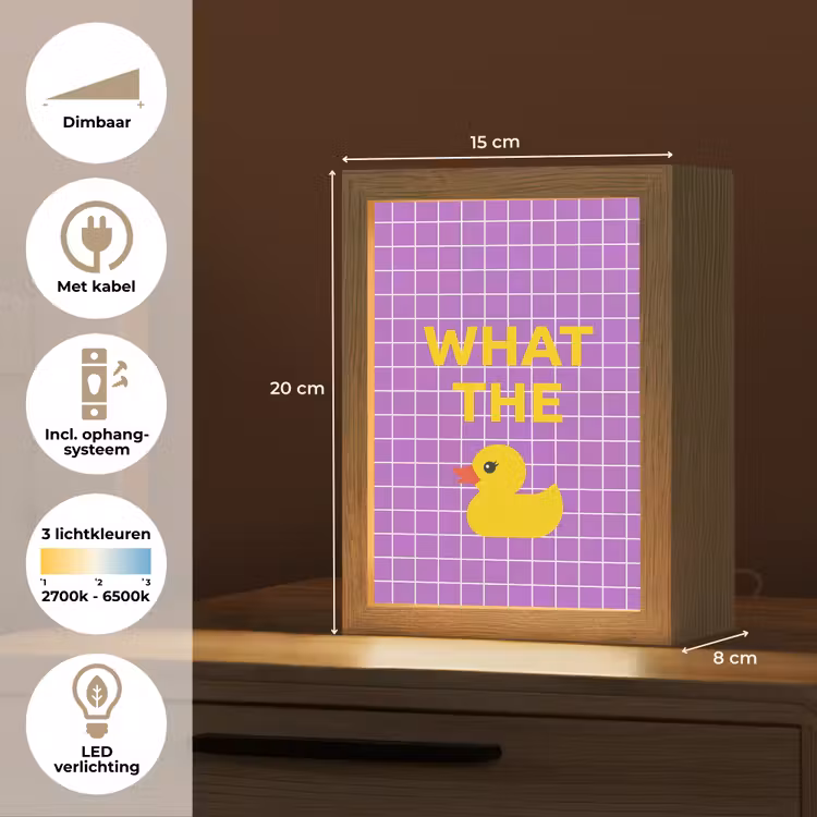 Tekst - Eend - Paars Light Box met kabel (Tafellamp) klein -USP_NL