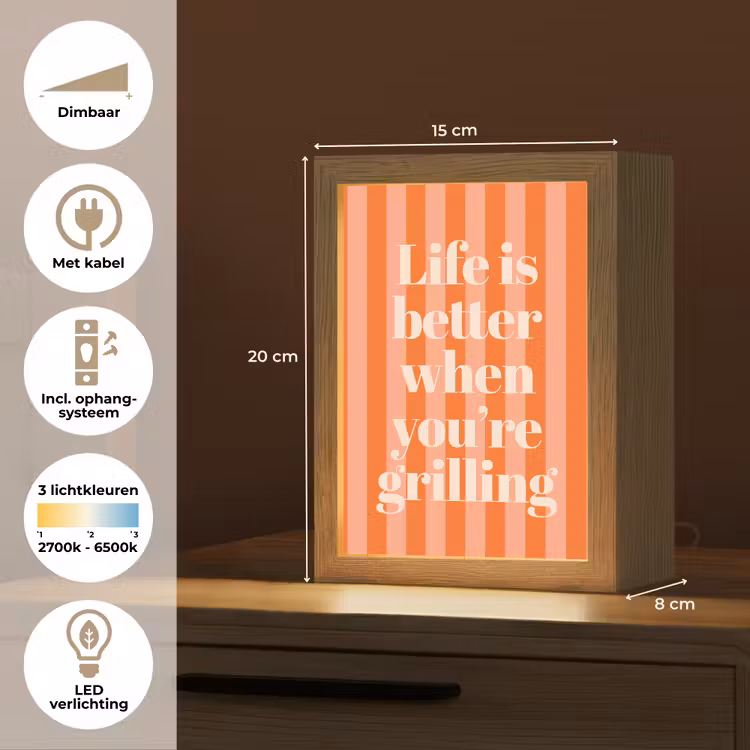 Tekst - Gestreept - Oranje - Zomer Light Box met kabel (Tafellamp) klein -USP_NL