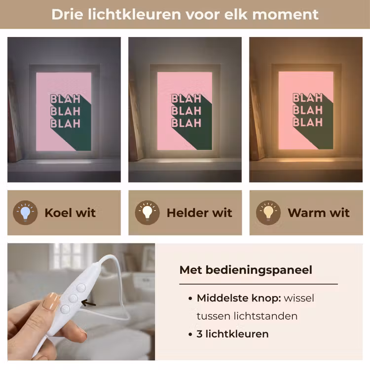 Tekst - Grafisch - Groen - Schaduw Light Box met kabel (Tafellamp) klein -USP_lichtkleurNL