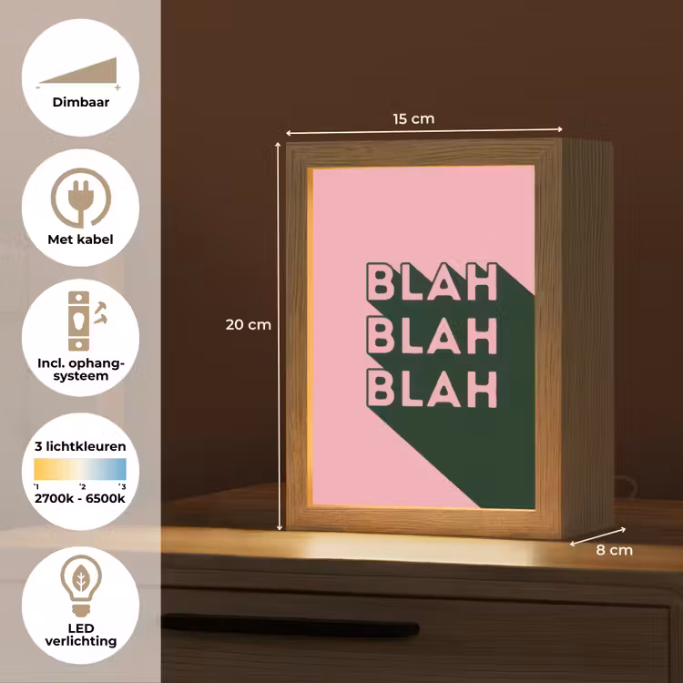 Tekst - Grafisch - Groen - Schaduw Light Box met kabel (Tafellamp) klein -USP_NL