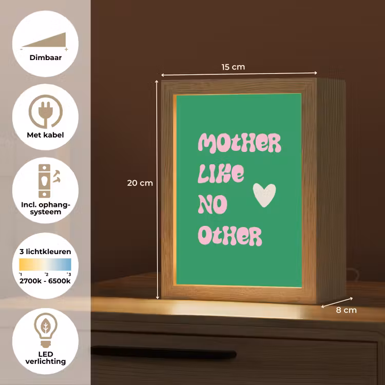 Tekst - Hartje - Moeder - Groen Light Box met kabel (Tafellamp) klein -USP_NL