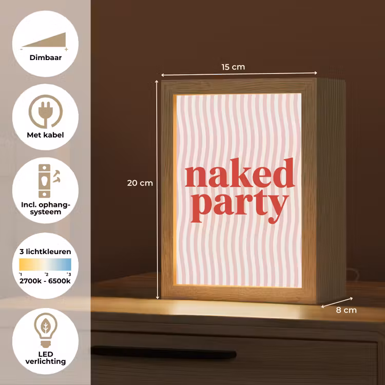 Tekst - Modern - Strepen Light Box met kabel (Tafellamp) klein -USP_NL