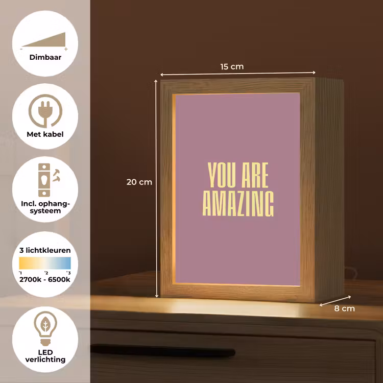 Tekst - Paars - Amazing Light Box met kabel (Tafellamp) klein -USP_NL