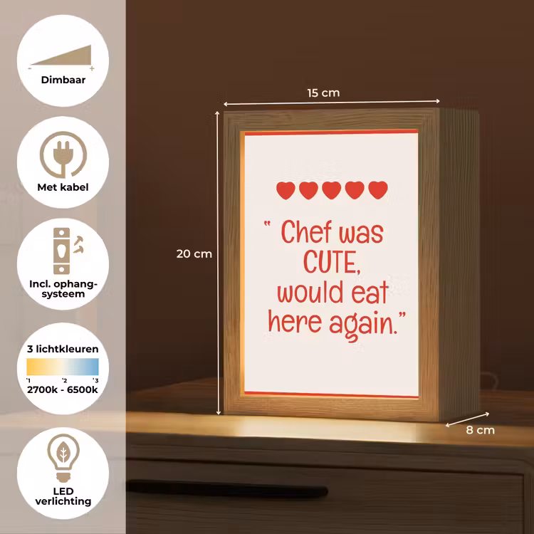 Tekst - Rood - Hartjes Light Box met kabel (Tafellamp) klein -USP_NL