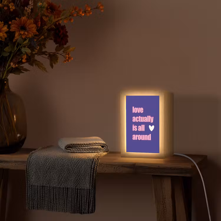 Tekst - Valentijn - Love - Blauw Light Box met kabel (Tafellamp) klein -sfeer4