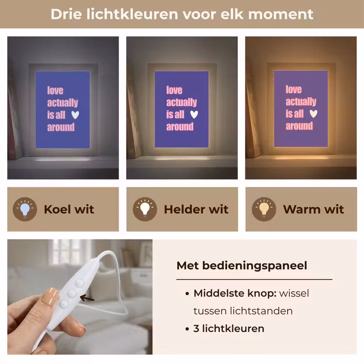 Tekst - Valentijn - Love - Blauw Light Box met kabel (Tafellamp) klein -USP_lichtkleurNL