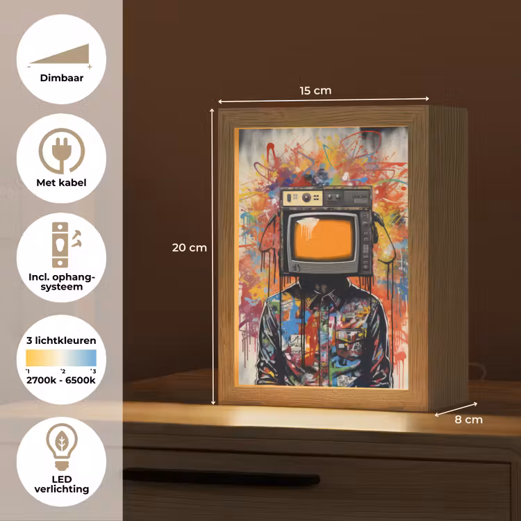 Televisie - Graffiti - Mens - Kleuren Light Box met kabel (Tafellamp) klein -USP_NL
