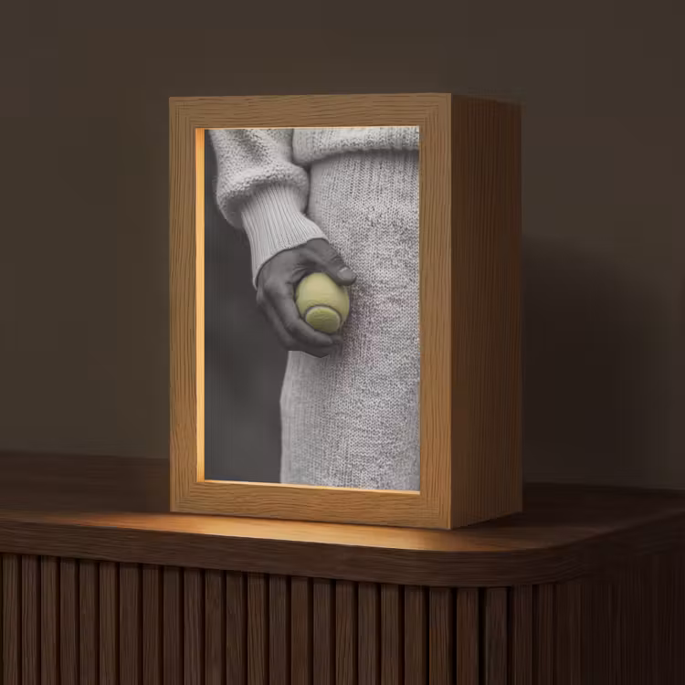 Tennisbal - Zwart - Wit Light Box met kabel (Tafellamp) klein -z3d_website