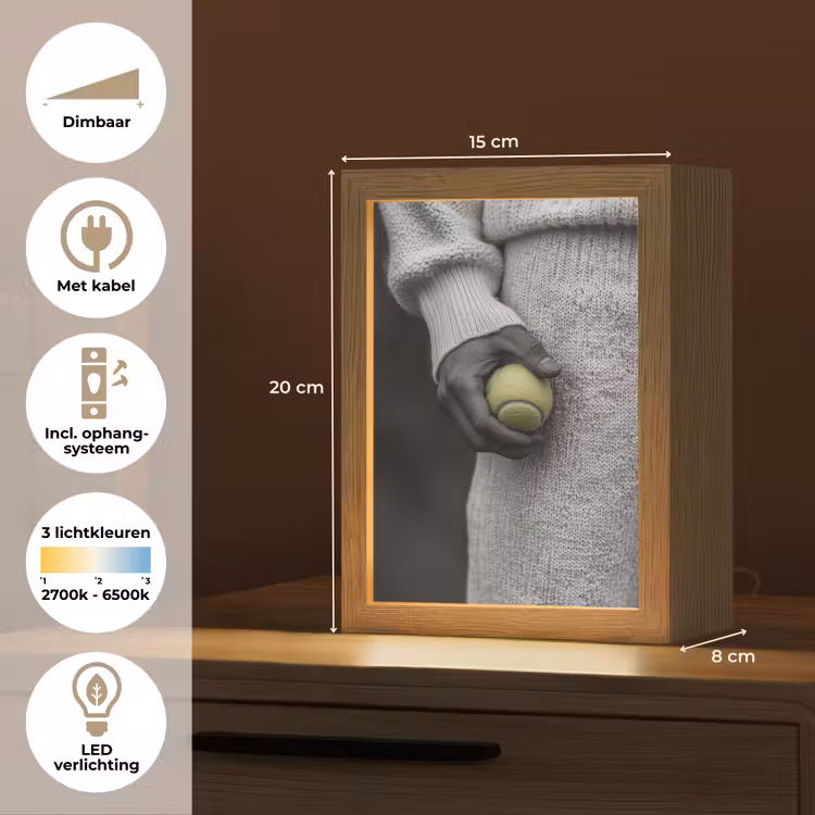 Tennisbal - Zwart - Wit Light Box met kabel (Tafellamp) klein -USP_NL