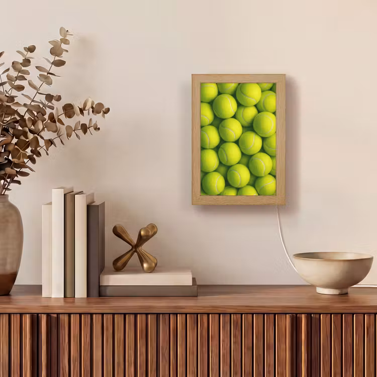 Tennisballen - Bal - Geel Light Box met kabel (Tafellamp) klein -sfeer2