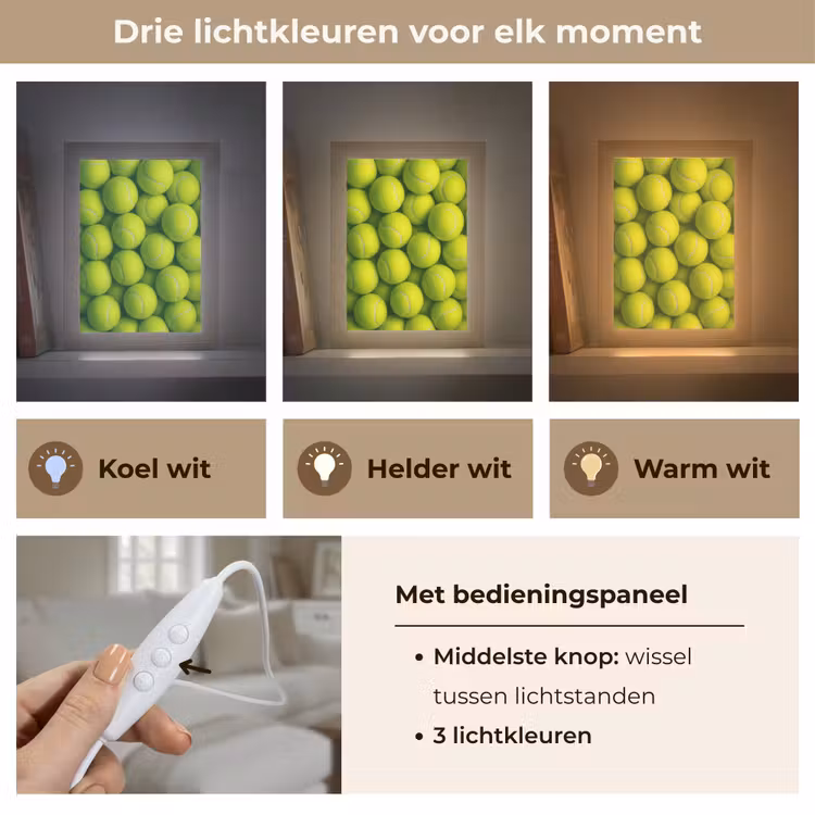 Tennisballen - Bal - Geel Light Box met kabel (Tafellamp) klein -USP_lichtkleurNL