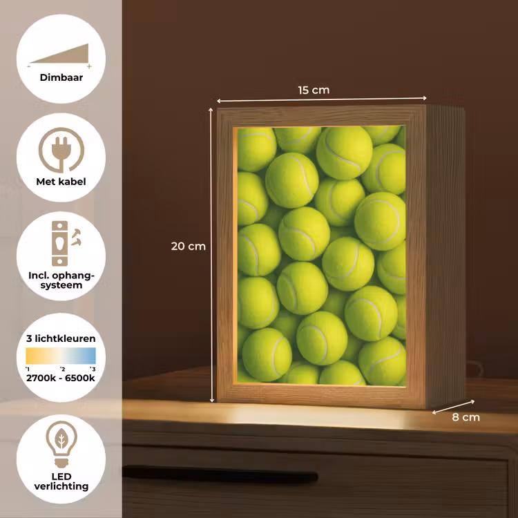 Tennisballen - Bal - Geel Light Box met kabel (Tafellamp) klein -USP_NL