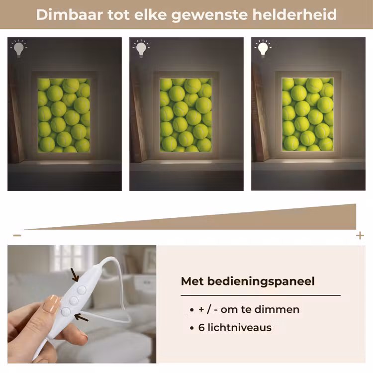 Tennisballen - Bal - Geel Light Box met kabel (Tafellamp) klein -USP_dimbaarNL