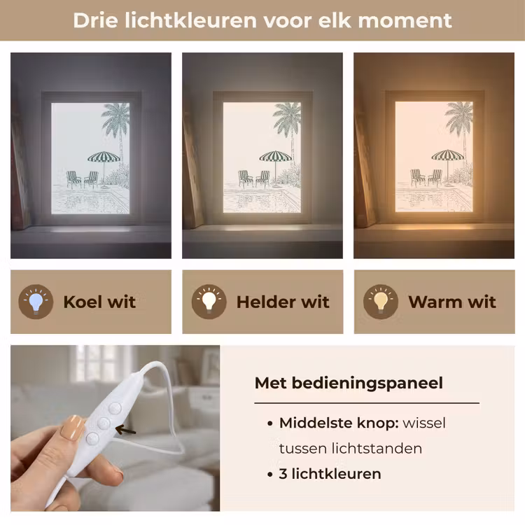 Terras - Illustratie - Groen Light Box met kabel (Tafellamp) klein -USP_lichtkleurNL