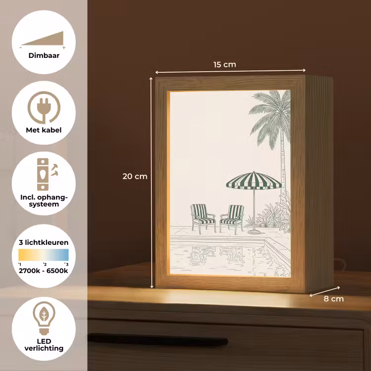 Terras - Illustratie - Groen Light Box met kabel (Tafellamp) klein -USP_NL