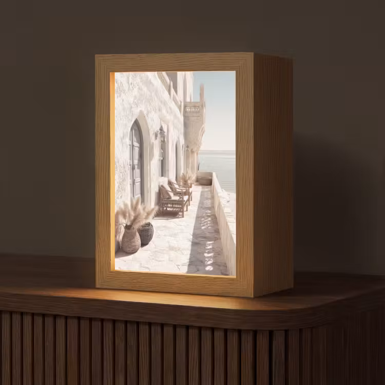 Terras - Stoelen - Strand - Beige Light Box met kabel (Tafellamp) klein -z3d_website