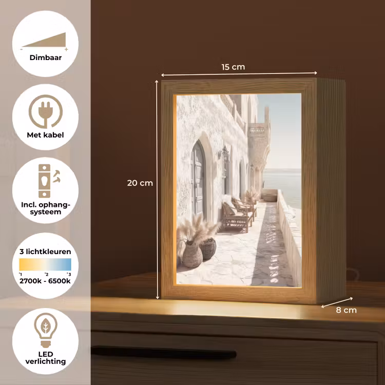 Terras - Stoelen - Strand - Beige Light Box met kabel (Tafellamp) klein -USP_NL