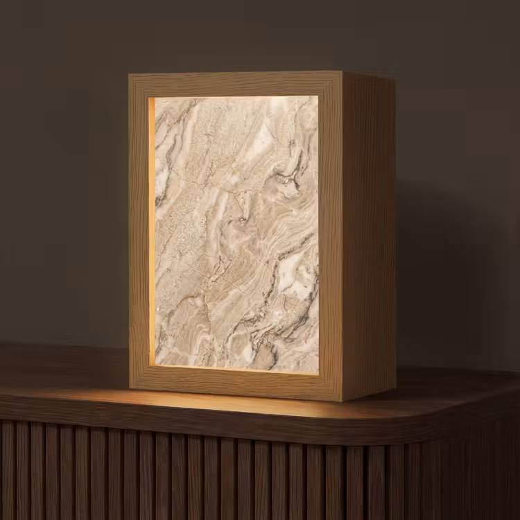Textuur - Aders - Abstract - Modern - Beige Light Box met kabel (Tafellamp) klein -z3d_website