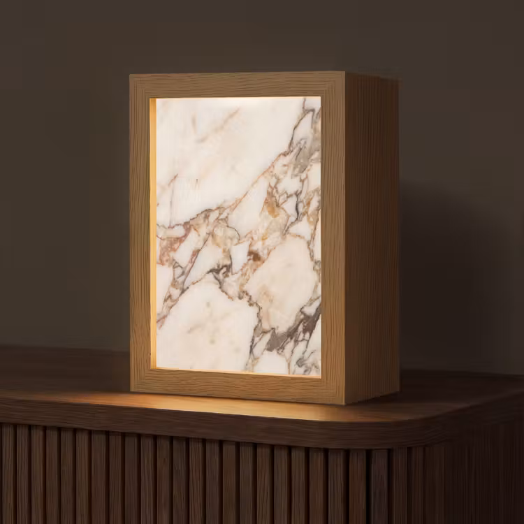 Textuur - Gesteente - Aderen - Abstract - Wit Light Box met kabel (Tafellamp) klein -z3d_website