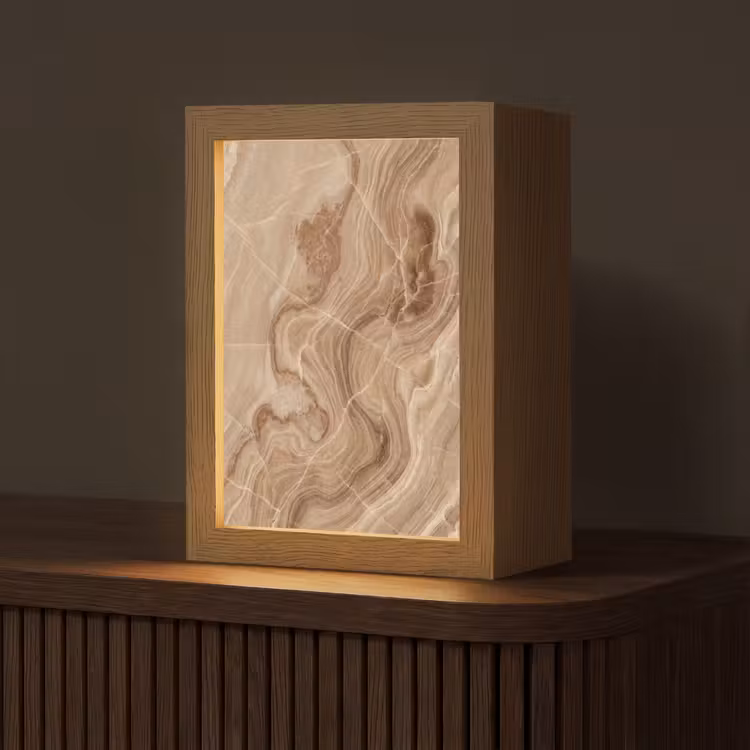 Textuur - Golvend - Abstract - Warm - Bruin Light Box met kabel (Tafellamp) klein -z3d_website