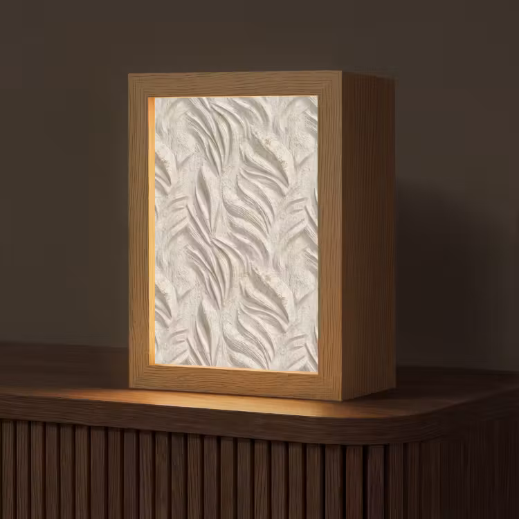 Textuur - Reliëf - Beige Light Box met kabel (Tafellamp) klein 925 -z3d_website