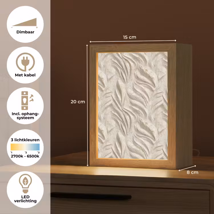 Textuur - Reliëf - Beige Light Box met kabel (Tafellamp) klein 925 -USP_NL