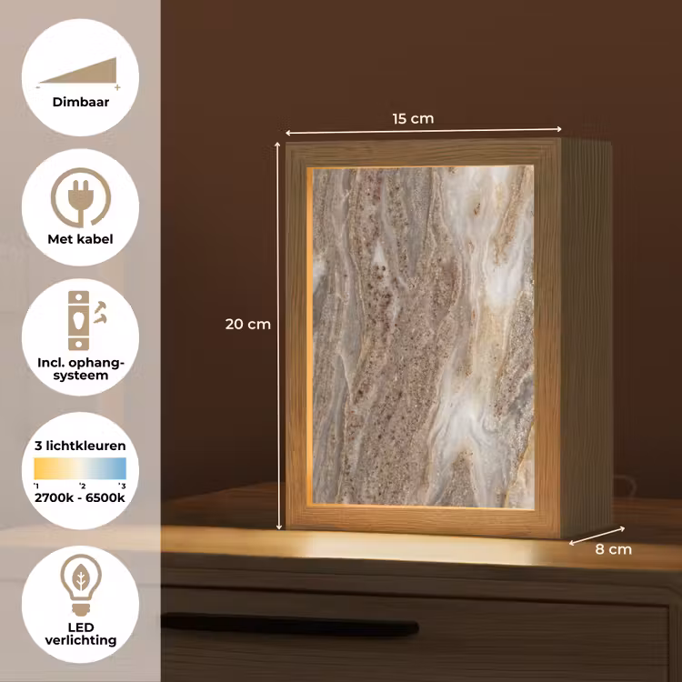 Textuur - Steen - Abstract - Beige Light Box met kabel (Tafellamp) klein -USP_NL