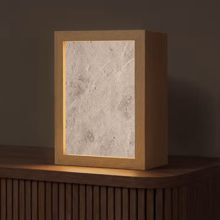 Textuur - Steen - Patroon - Rustiek - Beige Light Box met kabel (Tafellamp) klein -z3d_website