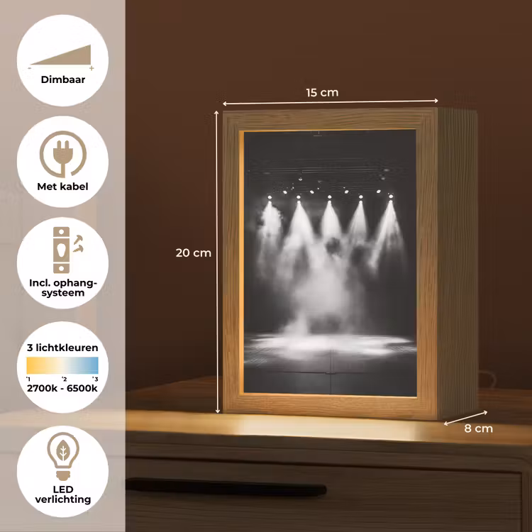 Theaterzaal - Mist - Spotlights - Zwart Light Box met kabel (Tafellamp) klein -USP_NL
