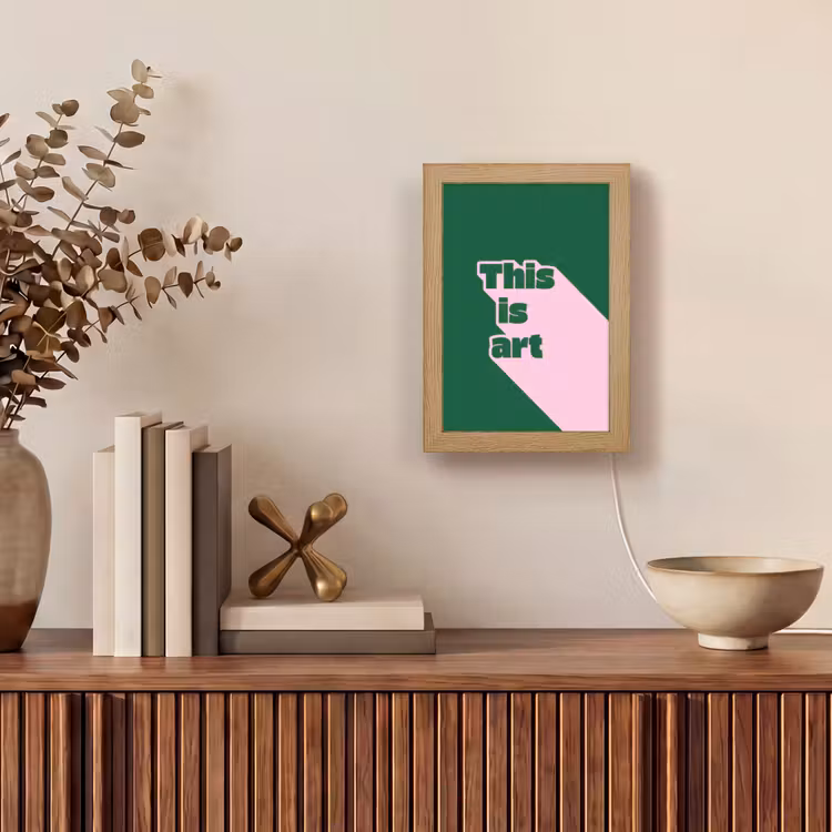 This is art - Schaduw - Roze Light Box met kabel (Tafellamp) klein -sfeer2