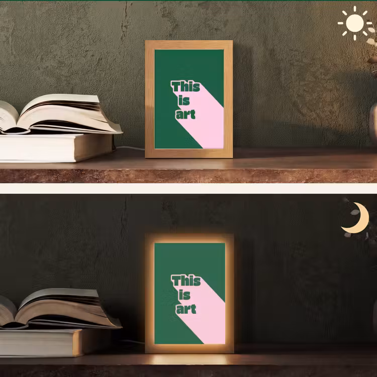This is art - Schaduw - Roze Light Box met kabel (Tafellamp) klein -sfeer3