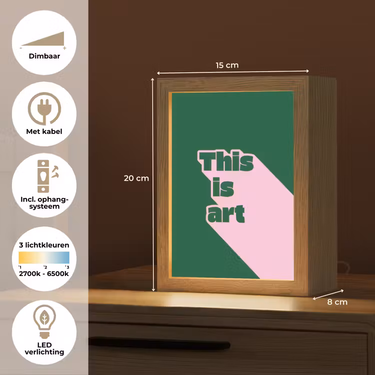 This is art - Schaduw - Roze Light Box met kabel (Tafellamp) klein -USP_NL