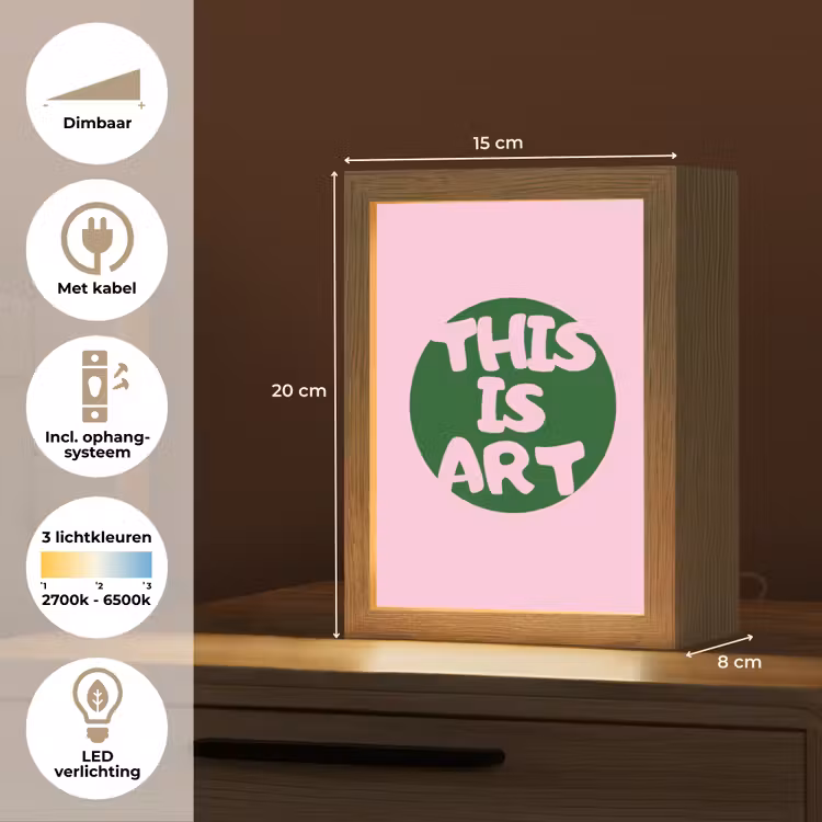 This is art - Tekst - Cirkel - Groen Light Box met kabel (Tafellamp) klein -USP_NL