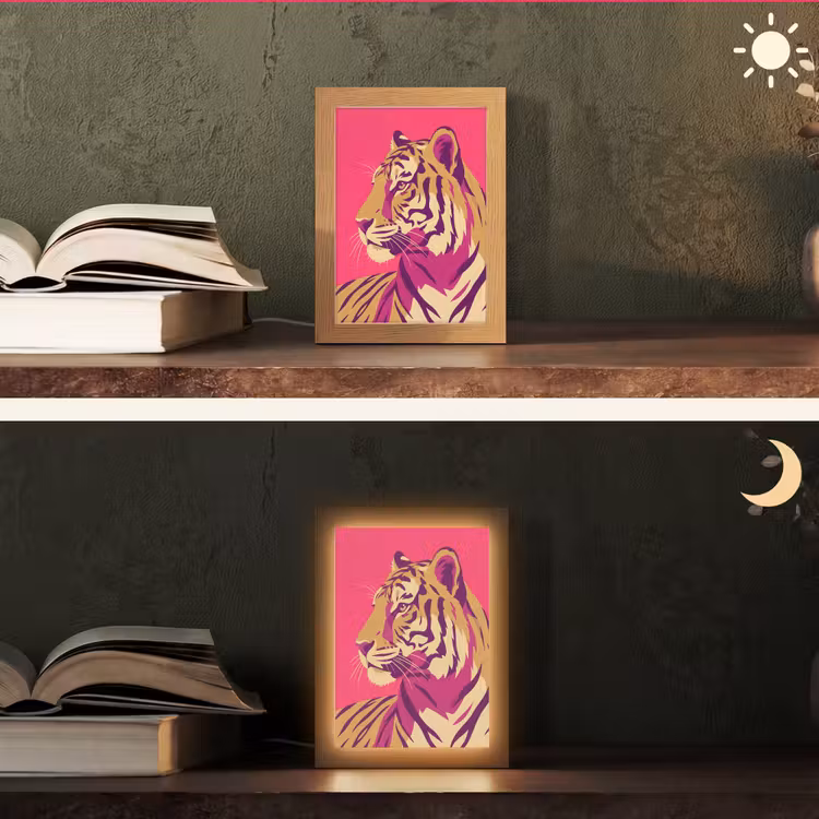 Tijger - Modern - Neon Light Box met kabel (Tafellamp) klein -sfeer3