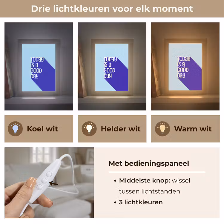 Today is a good day - Blauw - Schaduw Light Box met kabel (Tafellamp) klein -USP_lichtkleurNL